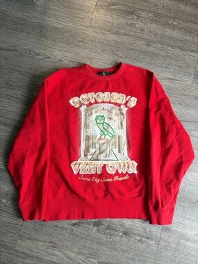 OCTOBER'S VERY OWN Red Graphic Crewneck Sweatshirt/drake